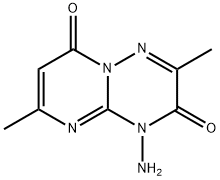 4-amino-2,6-dimethyl-3H-pyrimido[1,2-b][1,2,4]triazine-3,8(4H)-dione Struktur