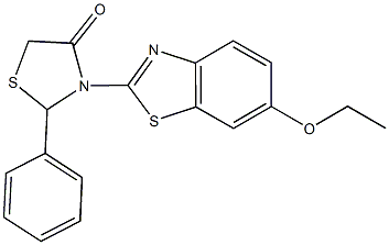 3-(6-ethoxy-1,3-benzothiazol-2-yl)-2-phenyl-1,3-thiazolidin-4-one 结构式