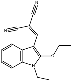 2-[(2-ethoxy-1-ethyl-1H-indol-3-yl)methylene]malononitrile Struktur