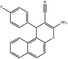 3-amino-1-(4-fluorophenyl)-1H-benzo[f]chromene-2-carbonitrile Struktur
