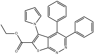 ethyl 3,4-diphenyl-5-(1H-pyrrol-1-yl)thieno[2,3-c]pyridazine-6-carboxylate Struktur