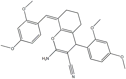 2-amino-8-(2,4-dimethoxybenzylidene)-4-(2,4-dimethoxyphenyl)-5,6,7,8-tetrahydro-4H-chromene-3-carbonitrile Structure