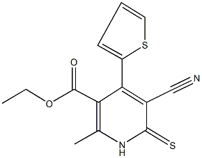 ethyl 5-cyano-2-methyl-4-(2-thienyl)-6-thioxo-1,6-dihydro-3-pyridinecarboxylate Structure