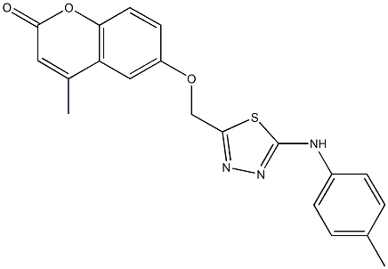 4-methyl-6-{[5-(4-toluidino)-1,3,4-thiadiazol-2-yl]methoxy}-2H-chromen-2-one Struktur