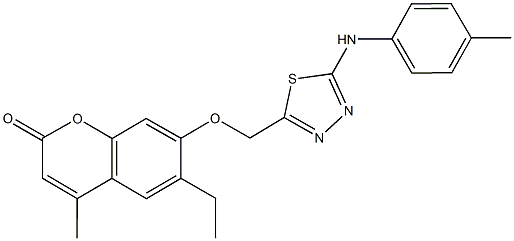 6-ethyl-4-methyl-7-{[5-(4-toluidino)-1,3,4-thiadiazol-2-yl]methoxy}-2H-chromen-2-one Struktur