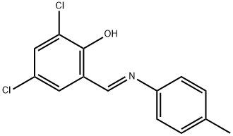 2,4-dichloro-6-{[(4-methylphenyl)imino]methyl}phenol Structure