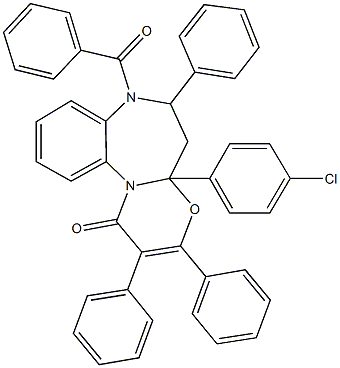 7-benzoyl-4a-(4-chlorophenyl)-2,3,6-triphenyl-4a,5,6,7-tetrahydro-1H-[1,3]oxazino[3,2-a][1,5]benzodiazepin-1-one,161939-81-7,结构式