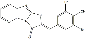 2-(3,5-dibromo-4-hydroxybenzylidene)[1,3]thiazolo[3,2-a]benzimidazol-3(2H)-one Struktur