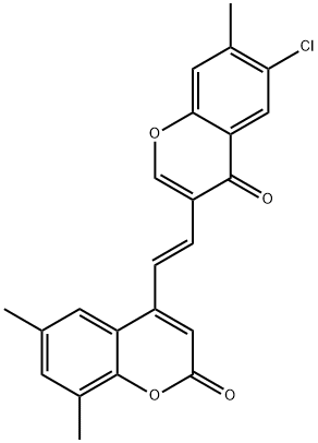 4-[2-(6-chloro-7-methyl-4-oxo-4H-chromen-3-yl)vinyl]-6,8-dimethyl-2H-chromen-2-one,1623097-90-4,结构式
