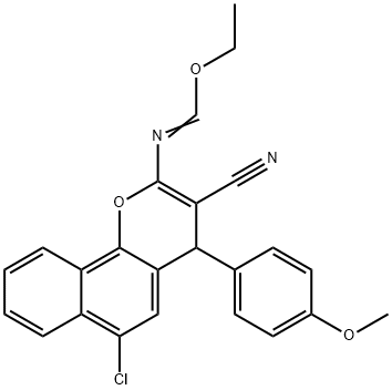 ethyl 6-chloro-3-cyano-4-(4-methoxyphenyl)-4H-benzo[h]chromen-2-yliminoformate,162378-41-8,结构式