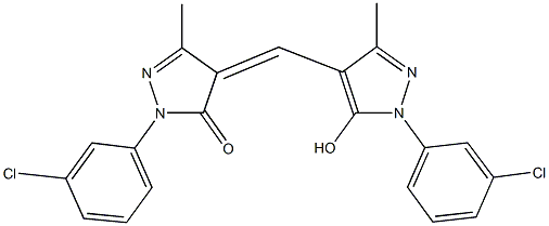 2-(3-chlorophenyl)-4-{[1-(3-chlorophenyl)-5-hydroxy-3-methyl-1H-pyrazol-4-yl]methylene}-5-methyl-2,4-dihydro-3H-pyrazol-3-one 结构式