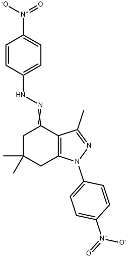 1-{4-nitrophenyl}-3,6,6-trimethyl-1,5,6,7-tetrahydro-4H-indazol-4-one {4-nitrophenyl}hydrazone Structure