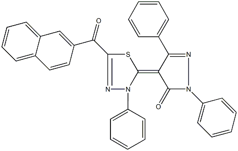 4-(5-(2-naphthoyl)-3-phenyl-1,3,4-thiadiazol-2(3H)-ylidene)-2,5-diphenyl-2,4-dihydro-3H-pyrazol-3-one Struktur