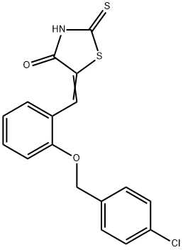 5-{2-[(4-chlorobenzyl)oxy]benzylidene}-2-thioxo-1,3-thiazolidin-4-one 结构式