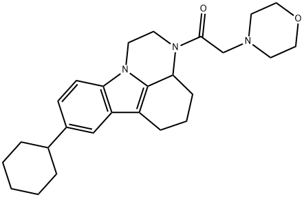 8-cyclohexyl-3-(4-morpholinylacetyl)-2,3,3a,4,5,6-hexahydro-1H-pyrazino[3,2,1-jk]carbazole Structure