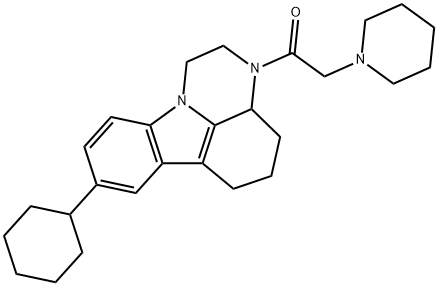 8-cyclohexyl-3-(1-piperidinylacetyl)-2,3,3a,4,5,6-hexahydro-1H-pyrazino[3,2,1-jk]carbazole Structure