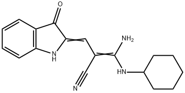 3-amino-3-(cyclohexylamino)-2-[(3-oxo-1,3-dihydro-2H-indol-2-ylidene)methyl]acrylonitrile Structure