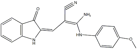 3-amino-3-(4-methoxyanilino)-2-[(3-oxo-1,3-dihydro-2H-indol-2-ylidene)methyl]acrylonitrile Structure