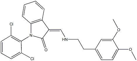 1-(2,6-dichlorophenyl)-3-({[2-(3,4-dimethoxyphenyl)ethyl]amino}methylene)-1,3-dihydro-2H-indol-2-one Structure