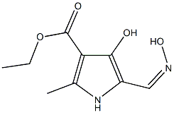 ethyl 4-hydroxy-5-[(hydroxyimino)methyl]-2-methyl-1H-pyrrole-3-carboxylate 化学構造式