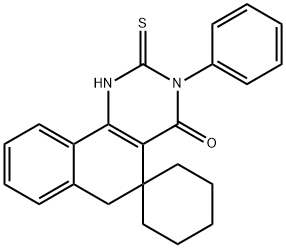 3-phenyl-2-thioxo-2,3,5,6-tetrahydrospiro(benzo[h]quinazoline-5,1'-cyclohexane)-4(1H)-one 化学構造式