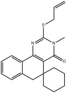 2-(allylsulfanyl)-3-methyl-5,6-dihydrospiro(benzo[h]quinazoline-5,1'-cyclohexane)-4(3H)-one Structure