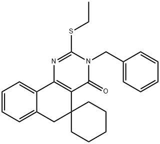 3-benzyl-2-(ethylsulfanyl)-5,6-dihydrospiro(benzo[h]quinazoline-5,1'-cyclohexane)-4(3H)-one Structure