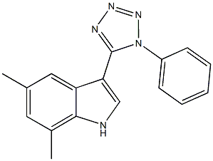 5,7-dimethyl-3-(1-phenyl-1H-tetraazol-5-yl)-1H-indole Structure