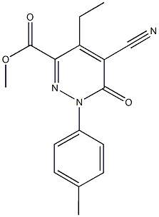 methyl 5-cyano-4-ethyl-1-(4-methylphenyl)-6-oxo-1,6-dihydro-3-pyridazinecarboxylate 化学構造式