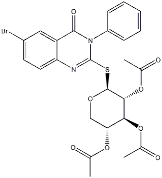 6-bromo-4-oxo-3-phenyl-3,4-dihydro-2-quinazolinyl 2,3,4-tri-O-acetyl-1-thiopentopyranoside Structure