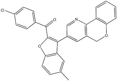 (4-chlorophenyl)[3-(5H-chromeno[4,3-b]pyridin-3-yl)-5-methyl-1-benzofuran-2-yl]methanone Structure