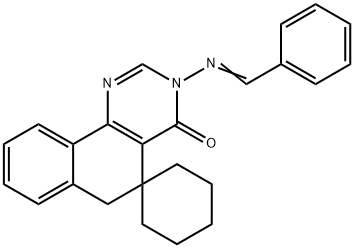 3-(benzylideneamino)-5,6-dihydrospiro(benzo[h]quinazoline-5,1'-cyclohexane)-4(3H)-one Structure