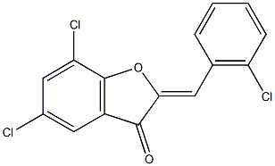 5,7-dichloro-2-(2-chlorobenzylidene)-1-benzofuran-3(2H)-one 化学構造式