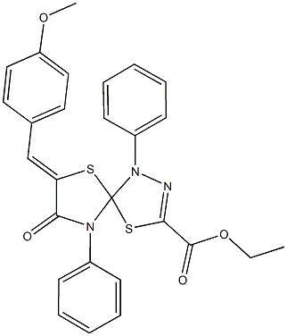 ethyl 7-(4-methoxybenzylidene)-8-oxo-1,9-diphenyl-4,6-dithia-1,2,9-triazaspiro[4.4]non-2-ene-3-carboxylate 结构式