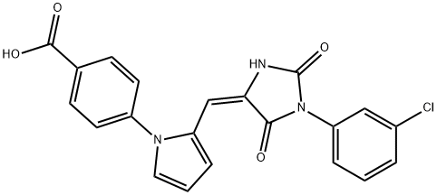 4-(2-{[1-(3-chlorophenyl)-2,5-dioxo-4-imidazolidinylidene]methyl}-1H-pyrrol-1-yl)benzoic acid Structure