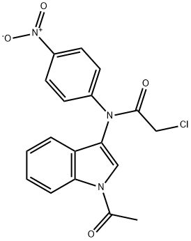 N-(1-acetyl-1H-indol-3-yl)-2-chloro-N-{4-nitrophenyl}acetamide Struktur