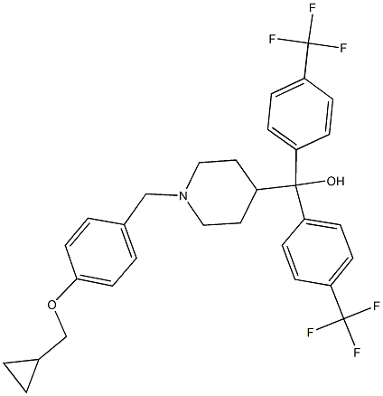 {1-[4-(cyclopropylmethoxy)benzyl]-4-piperidinyl}{bis[4-(trifluoromethyl)phenyl]}methanol 结构式