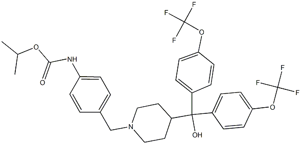 isopropyl 4-{[4-(hydroxy{bis[4-(trifluoromethoxy)phenyl]}methyl)-1-piperidinyl]methyl}phenylcarbamate 结构式