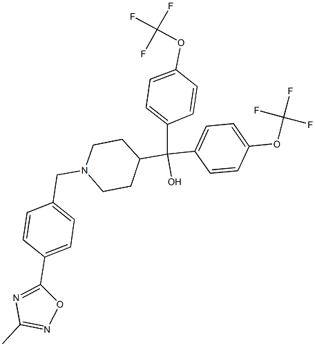 {1-[4-(3-methyl-1,2,4-oxadiazol-5-yl)benzyl]-4-piperidinyl}{bis[4-(trifluoromethoxy)phenyl]}methanol 结构式