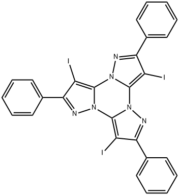 3,7,11-triiodo-2,6,10-triphenyltripyrazolo[1,5-a:1,5-c:1,5-e][1,3,5]triazine Structure