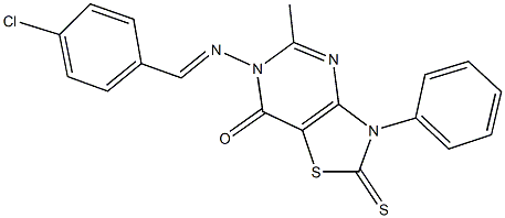 6-[(4-chlorobenzylidene)amino]-5-methyl-3-phenyl-2-thioxo-2,3-dihydro[1,3]thiazolo[4,5-d]pyrimidin-7(6H)-one,184582-53-4,结构式