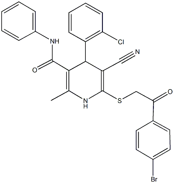 6-{[2-(4-bromophenyl)-2-oxoethyl]sulfanyl}-4-(2-chlorophenyl)-5-cyano-2-methyl-N-phenyl-1,4-dihydro-3-pyridinecarboxamide,185409-98-7,结构式