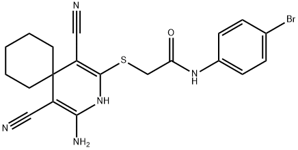 2-[(4-amino-1,5-dicyano-3-azaspiro[5.5]undeca-1,4-dien-2-yl)sulfanyl]-N-(4-bromophenyl)acetamide,186421-44-3,结构式