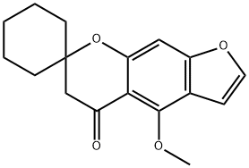 4'-methoxy-6',7'-dihydrospiro(cyclohexane-1,7'-[5'H]-furo[3,2-g]chromene)-5'-one 化学構造式