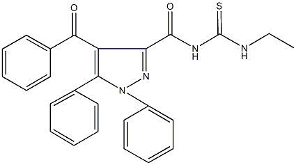 N-[(4-benzoyl-1,5-diphenyl-1H-pyrazol-3-yl)carbonyl]-N'-ethylthiourea Struktur