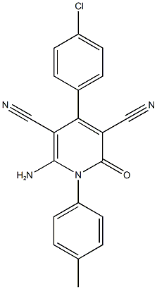 6-amino-4-(4-chlorophenyl)-1-(4-methylphenyl)-2-oxo-1,2-dihydro-3,5-pyridinedicarbonitrile Structure