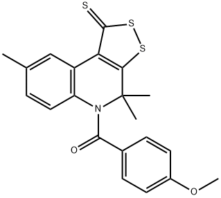 5-(4-methoxybenzoyl)-4,4,8-trimethyl-4,5-dihydro-1H-[1,2]dithiolo[3,4-c]quinoline-1-thione,190436-74-9,结构式