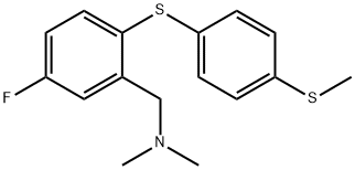 N-(5-fluoro-2-{[4-(methylsulfanyl)phenyl]sulfanyl}benzyl)-N,N-dimethylamine 化学構造式