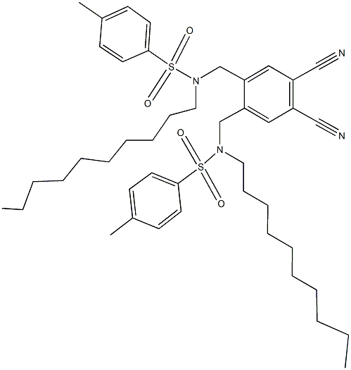 N-decyl-N-[4,5-dicyano-2-({decyl[(4-methylphenyl)sulfonyl]amino}methyl)benzyl]-4-methylbenzenesulfonamide Structure