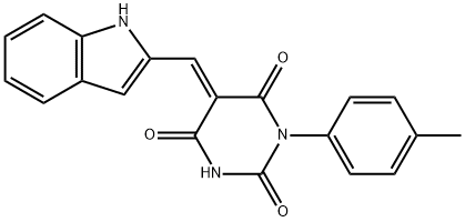5-(1H-indol-2-ylmethylene)-1-(4-methylphenyl)-2,4,6(1H,3H,5H)-pyrimidinetrione Struktur